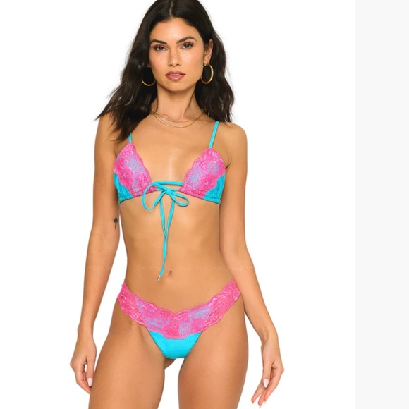 Beach Bunny Other - LADY LACE TIE FRONT TRI-LADY LACE BIKINI